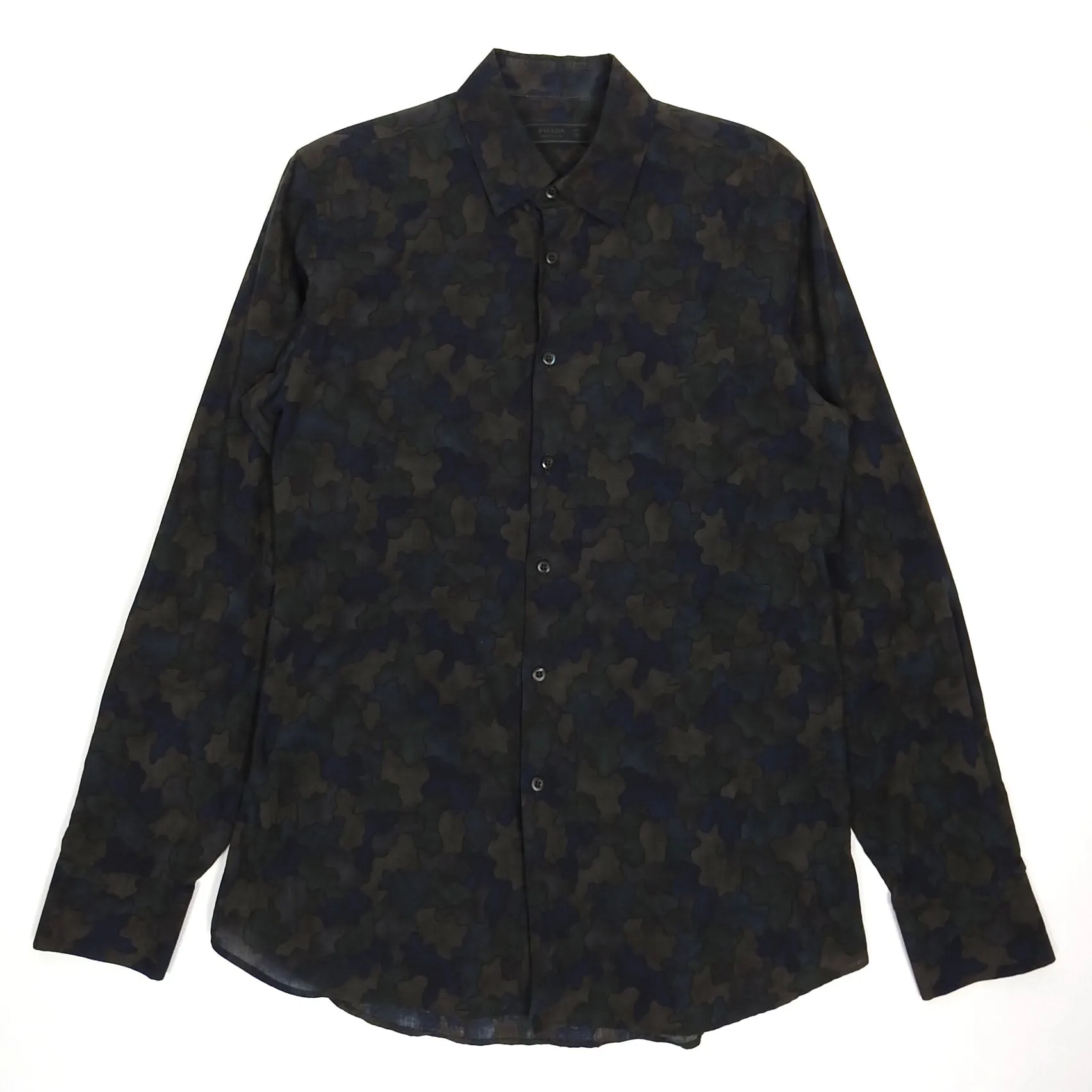 Prada Dark Green Camo Shirt Size 50