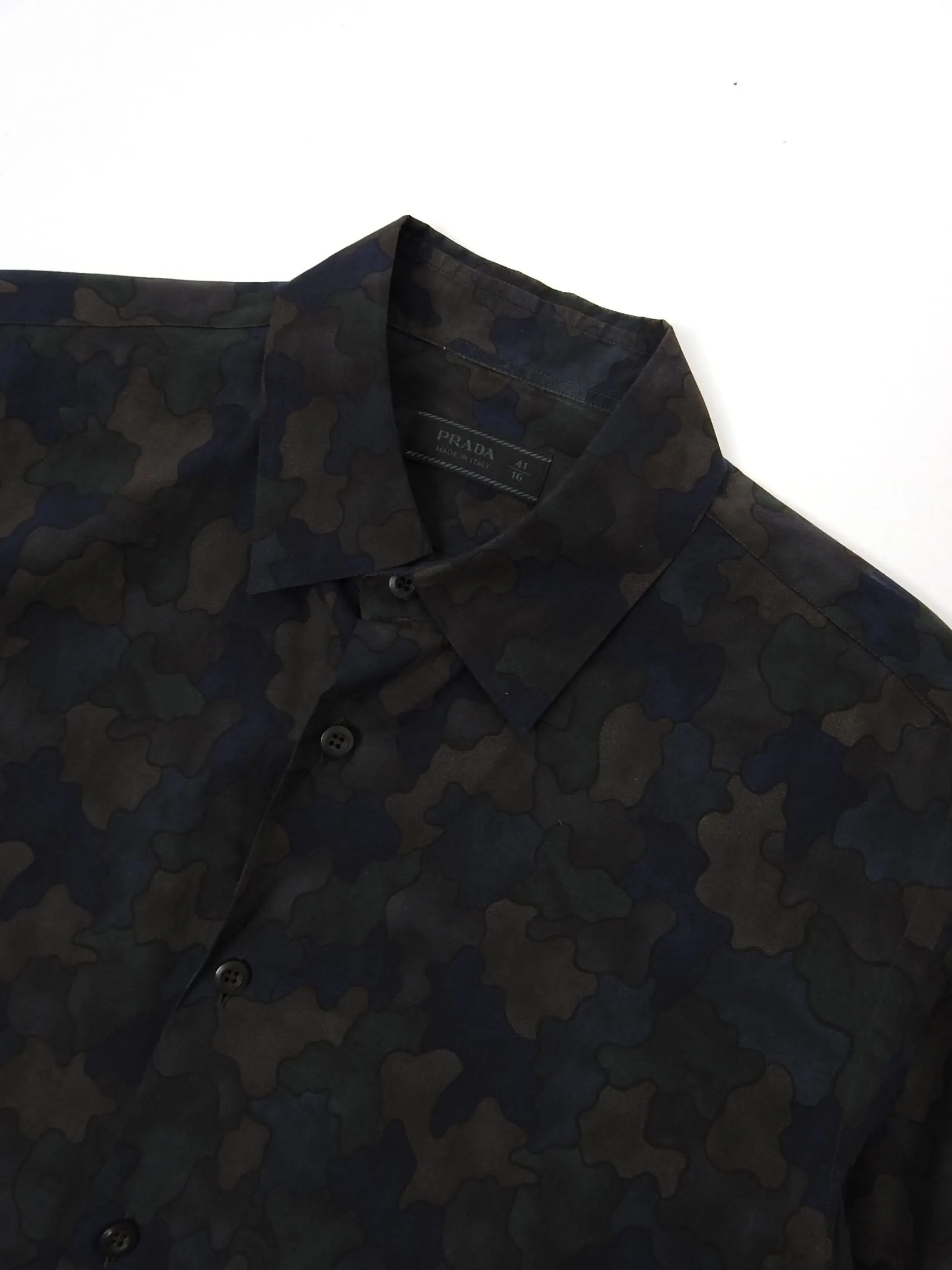 Prada Dark Green Camo Shirt Size 50