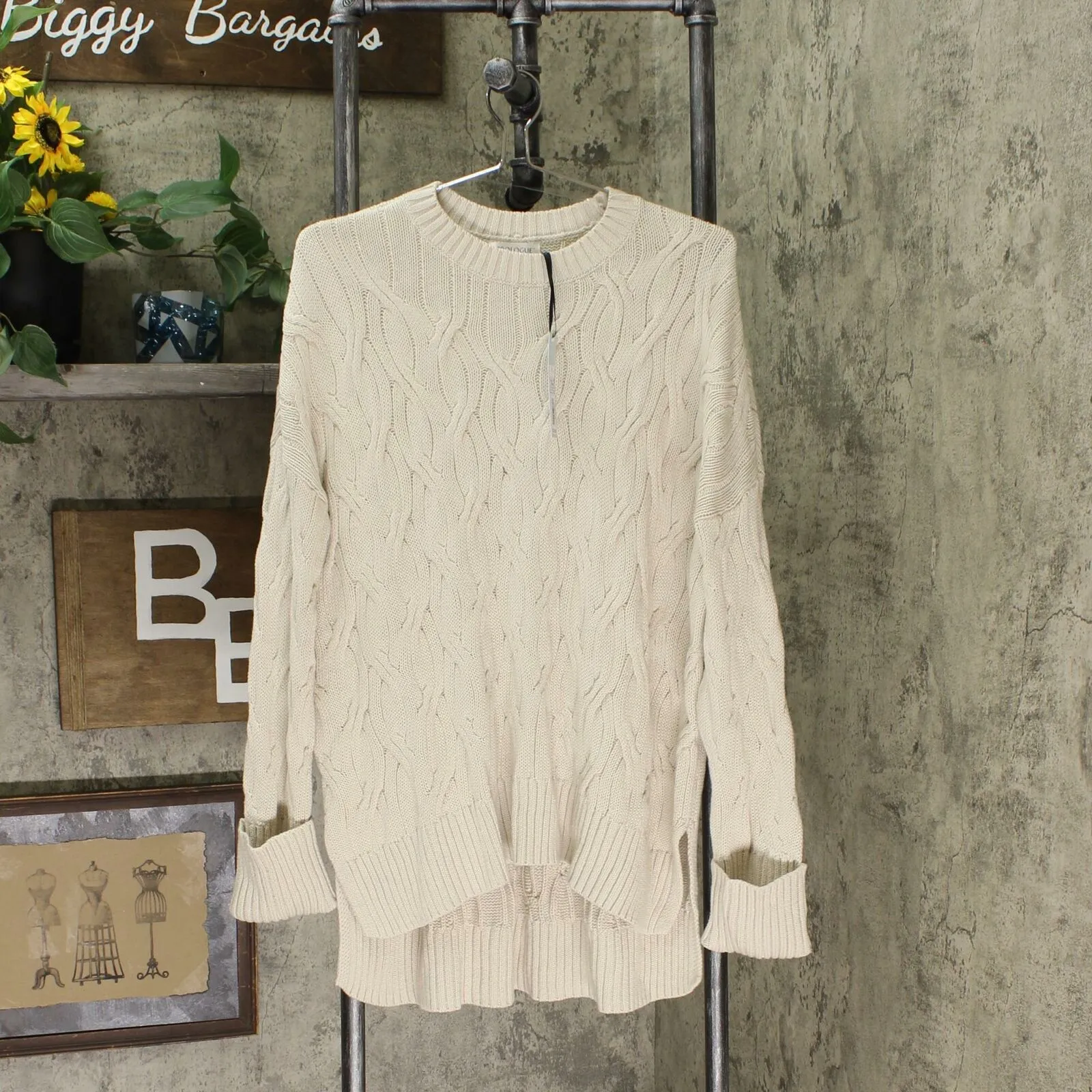 Prologue Women's Crewneck Cable Knit Pullover Sweater