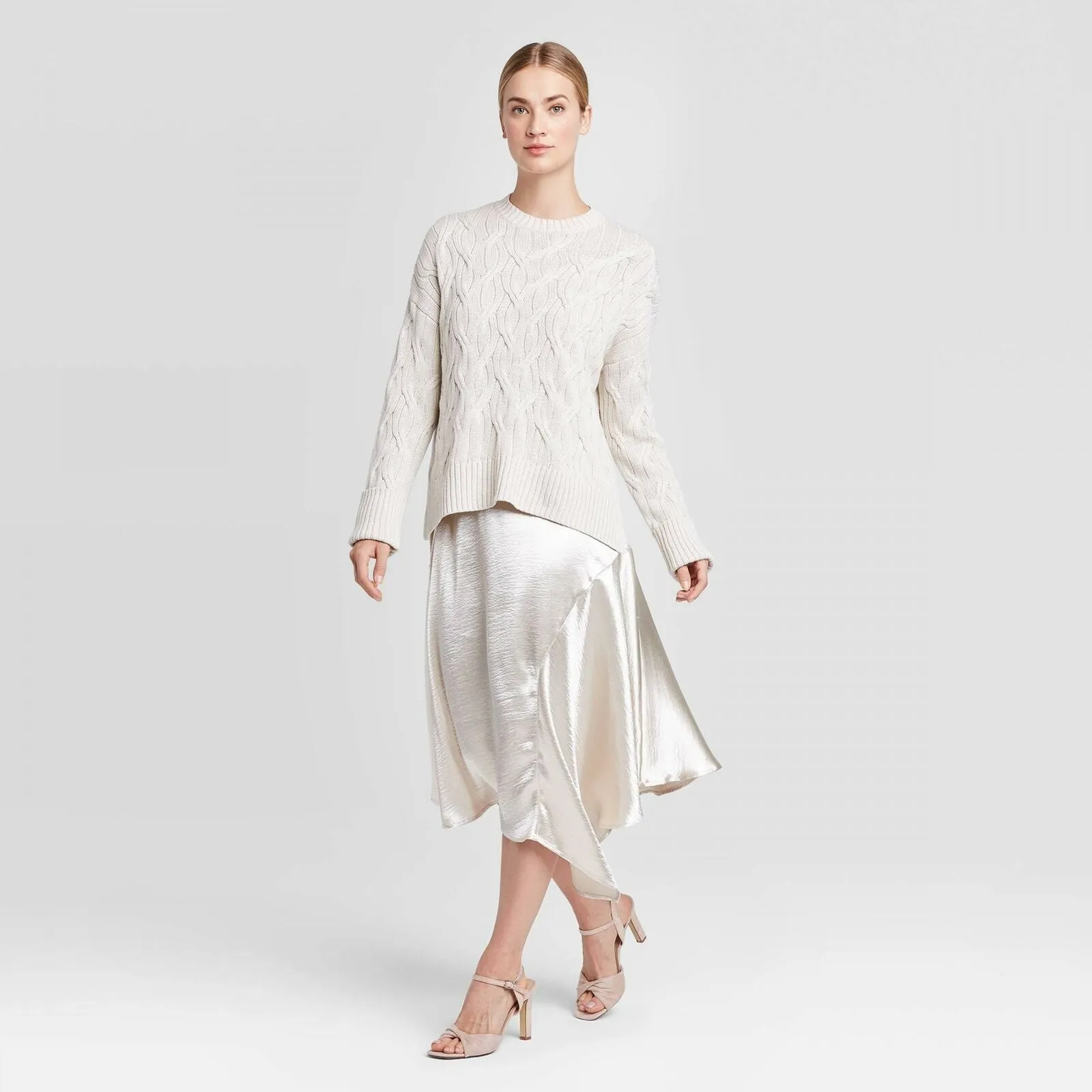 Prologue Women's Crewneck Cable Knit Pullover Sweater