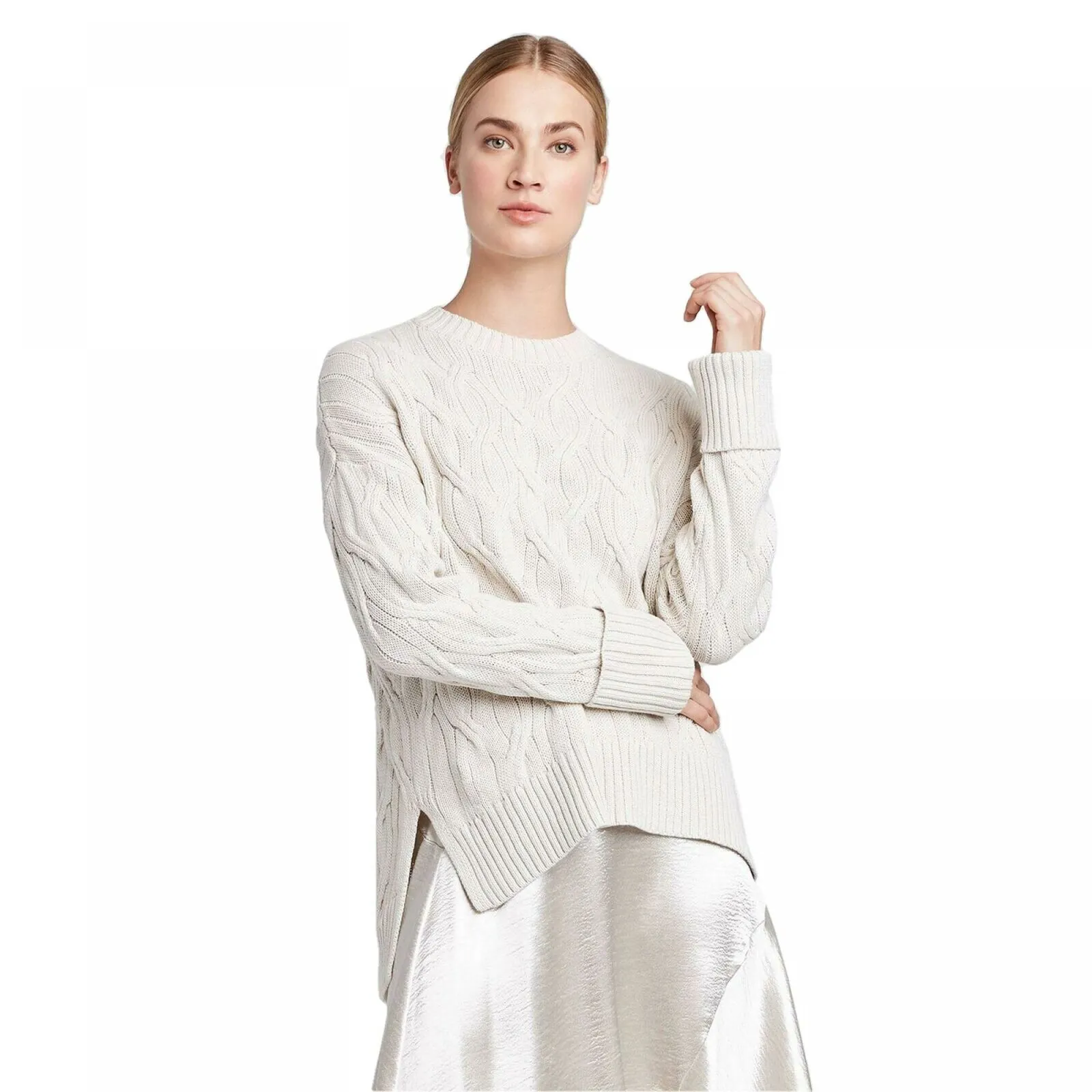 Prologue Women's Crewneck Cable Knit Pullover Sweater