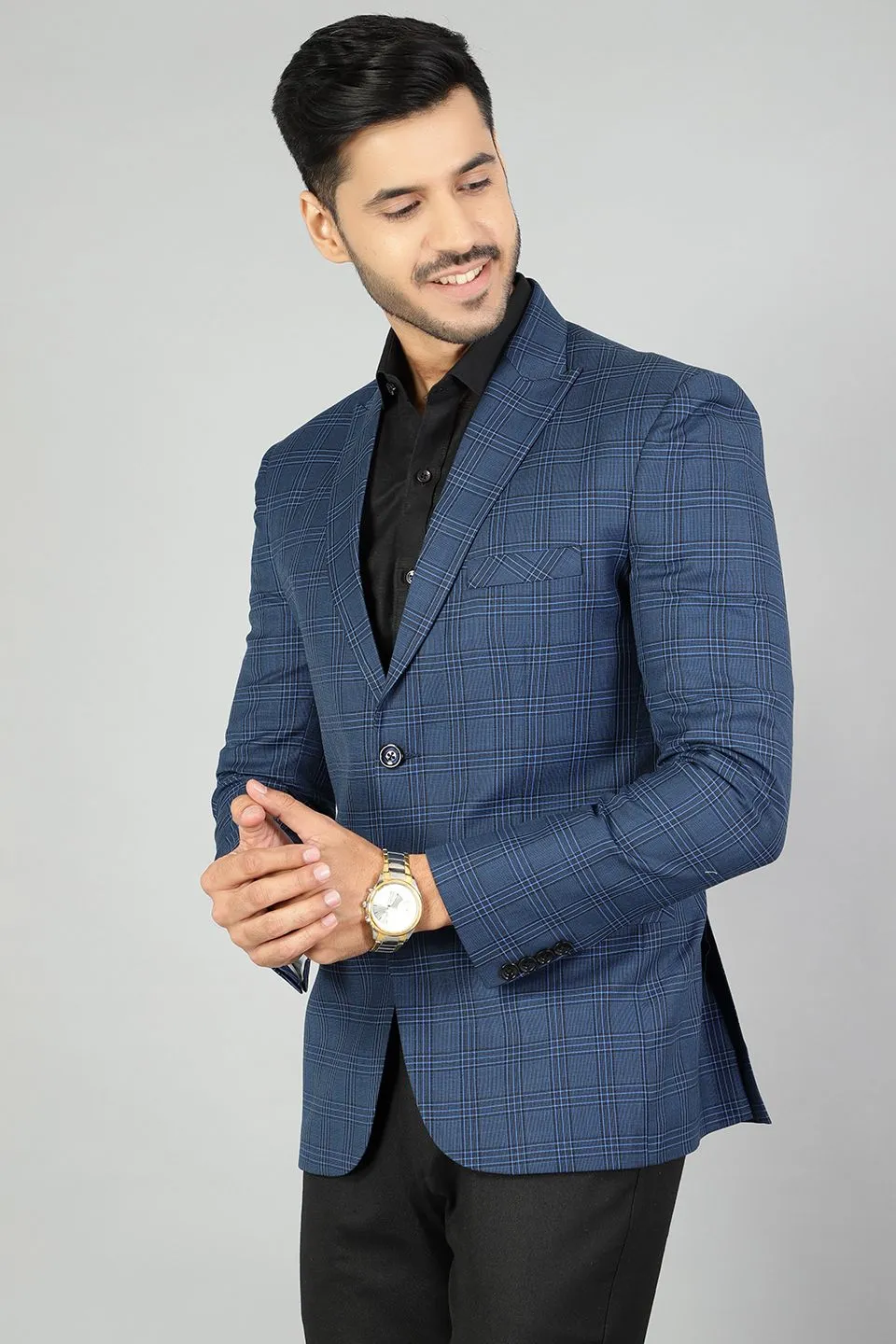 PV Wool (by Raymonds Mills) Checkered Blue Blazer