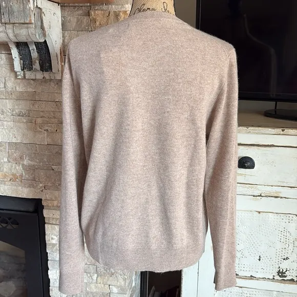 Quince 100% Mongolian cashmere tan oatmeal crew neck long sleeve sweater