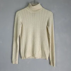 R. Derwin women's size S turtle neck cable knit sweater 2 ply cashmere ivory  Ge