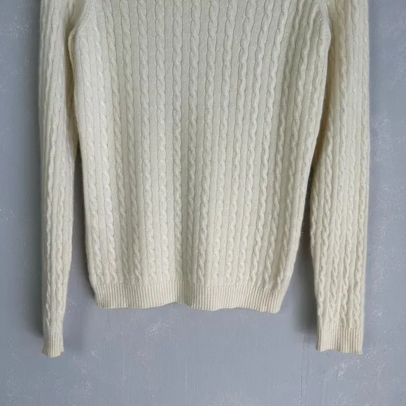 R. Derwin women's size S turtle neck cable knit sweater 2 ply cashmere ivory  Ge