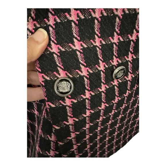 RACHEL ZOE | NWT Double Breasted Tweed Blazer Jacket in Black &amp; Pink, Size XS