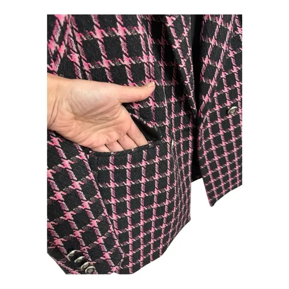 RACHEL ZOE | NWT Double Breasted Tweed Blazer Jacket in Black &amp; Pink, Size XS