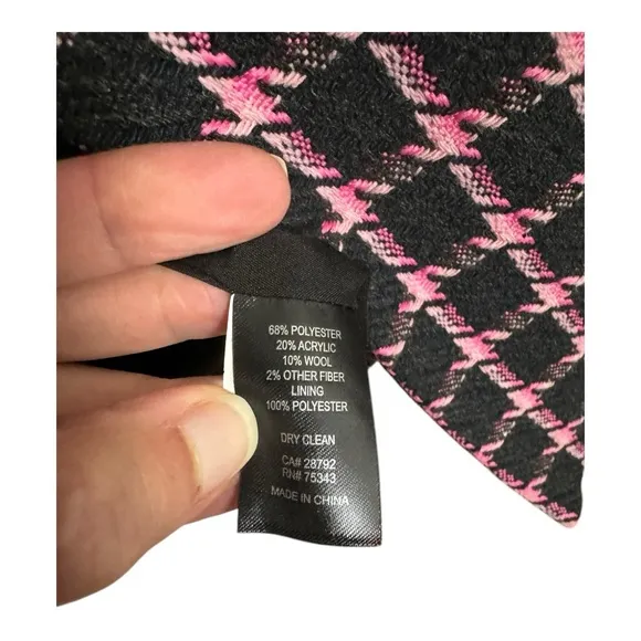 RACHEL ZOE | NWT Double Breasted Tweed Blazer Jacket in Black &amp; Pink, Size XS