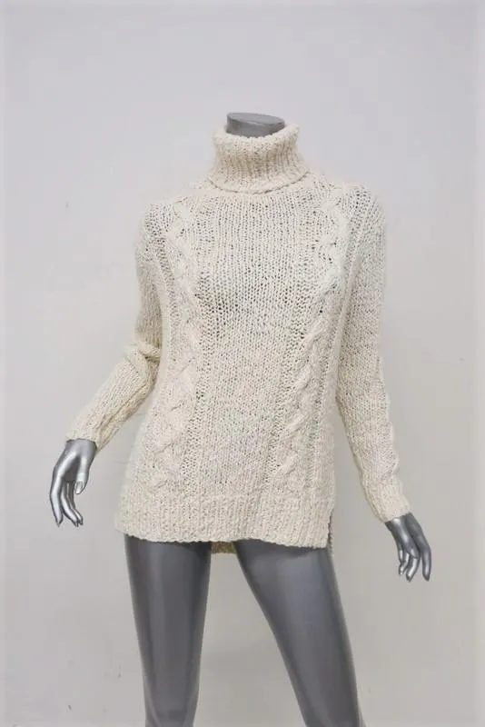 Rachel Zoe Sweater Micah Ivory Cable Knit Size Small Turtleneck Pullover NEW