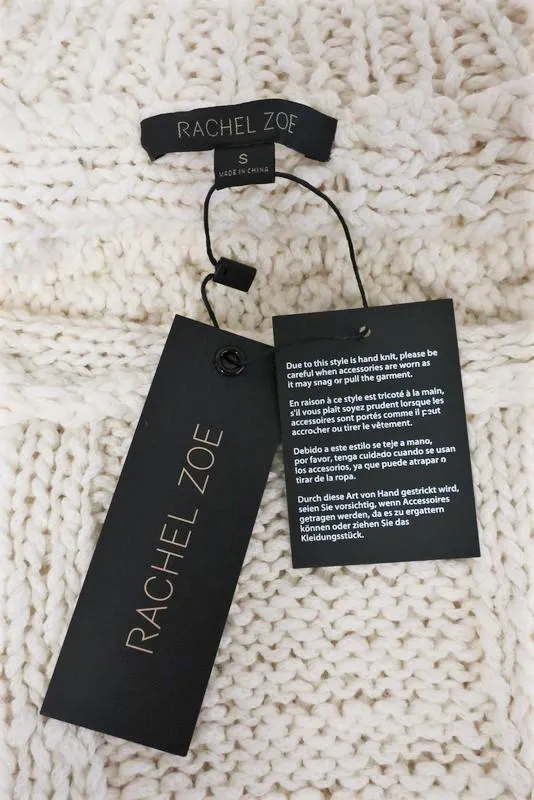 Rachel Zoe Sweater Micah Ivory Cable Knit Size Small Turtleneck Pullover NEW