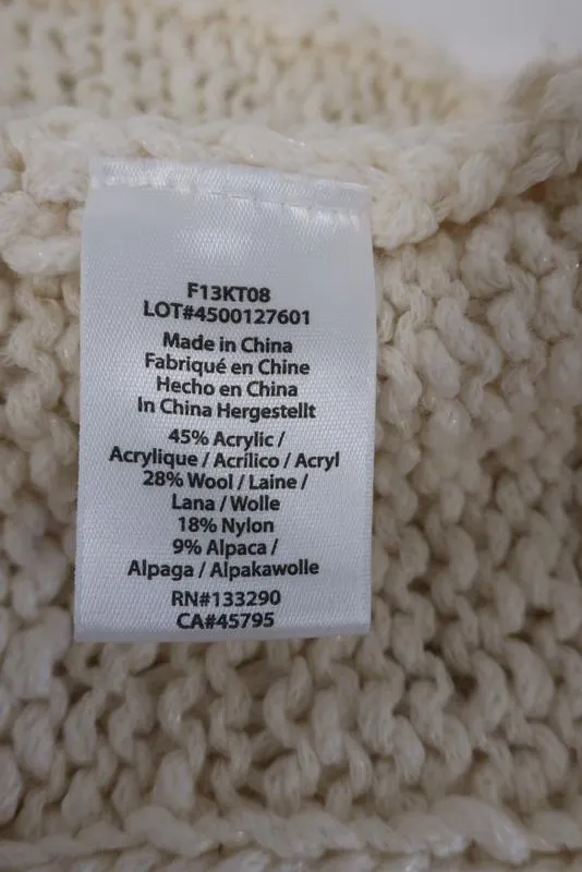 Rachel Zoe Sweater Micah Ivory Cable Knit Size Small Turtleneck Pullover NEW