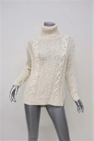 Rachel Zoe Sweater Micah Ivory Cable Knit Size Small Turtleneck Pullover NEW