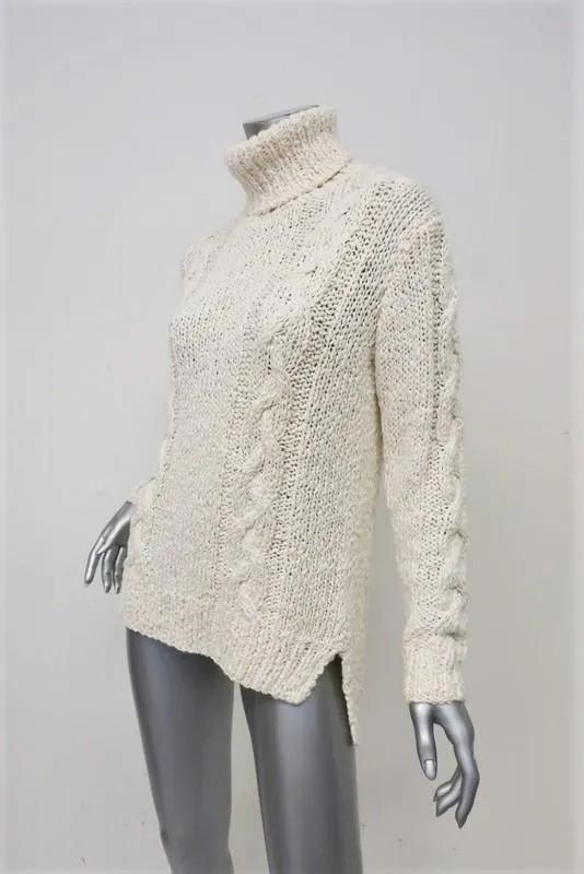 Rachel Zoe Sweater Micah Ivory Cable Knit Size Small Turtleneck Pullover NEW
