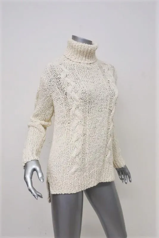Rachel Zoe Sweater Micah Ivory Cable Knit Size Small Turtleneck Pullover NEW
