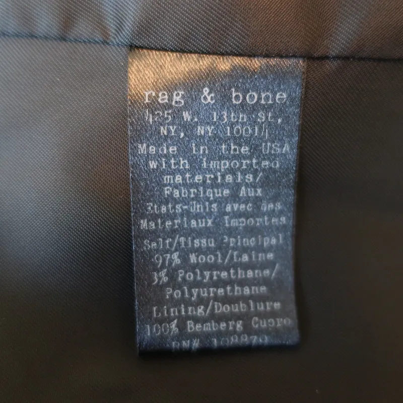 Rag & Bone Blazer Black Wool-Blend Size 2 Two Button Jacket