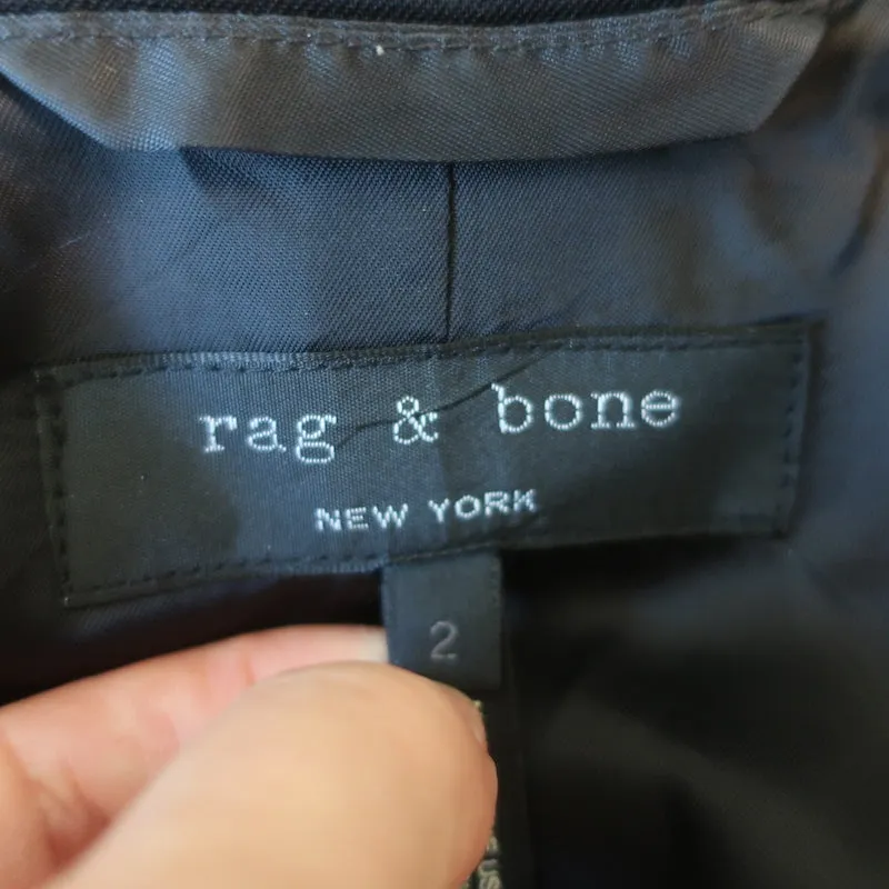 Rag & Bone Blazer Black Wool-Blend Size 2 Two Button Jacket