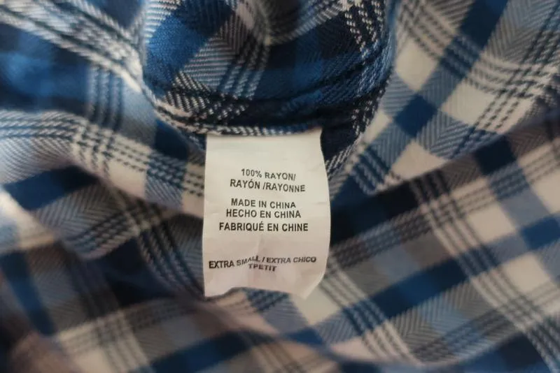 Rails Hunter Plaid Shirt Blue/White Rayon Size Extra Small Long Sleeve Shirt