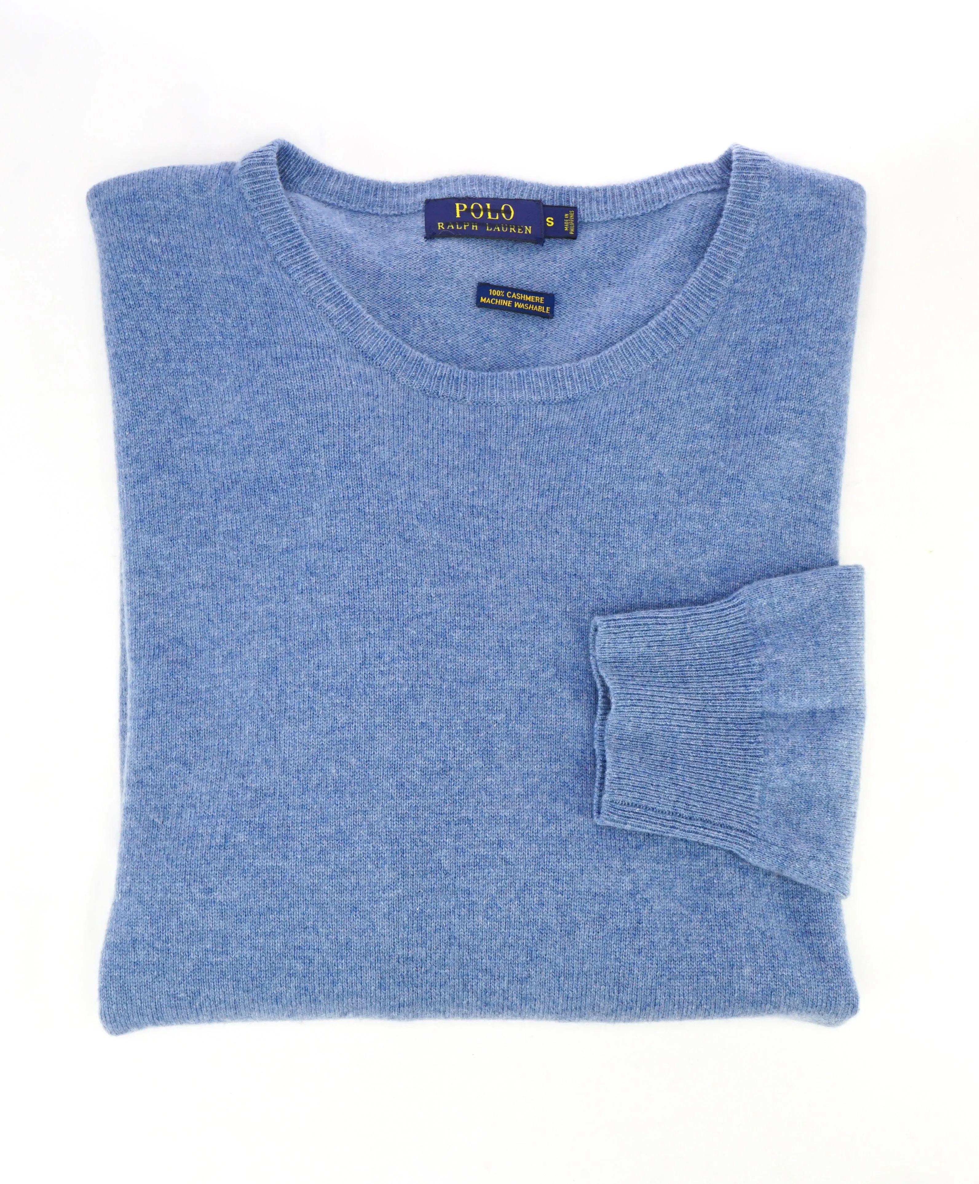 RALPH LAUREN - PURE CASHMERE Powder Blue Crewneck Sweater - S