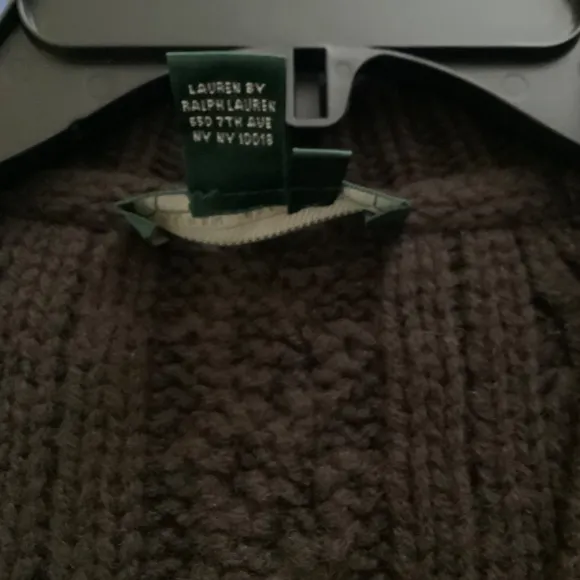 Ralph Lauren Sweater V Neck Vest Cable Knit Toggle Closure Brown Lambswool SZ M
