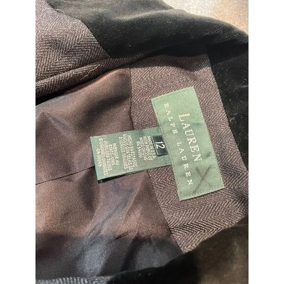 Ralph Lauren Wool Blazer Jacket Womens Size 12 Gray Herringbone