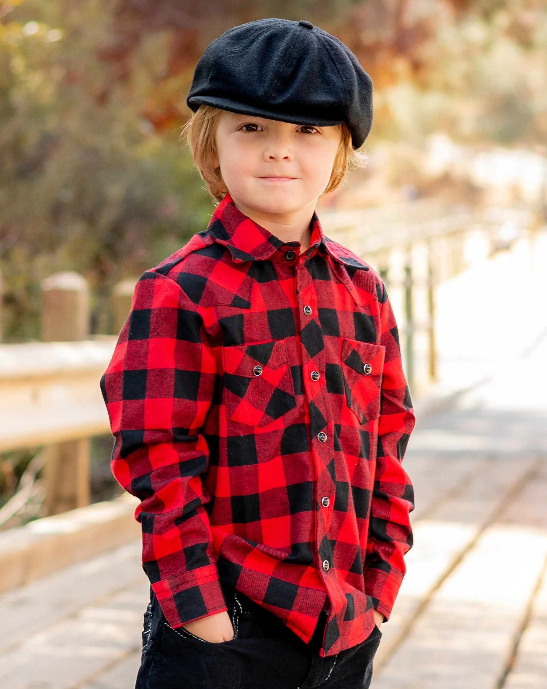 Red & Black Plaid Knuckleheads Long Sleeve Rockabilly Shirt