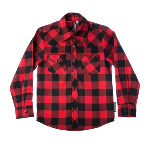 Red & Black Plaid Knuckleheads Long Sleeve Rockabilly Shirt