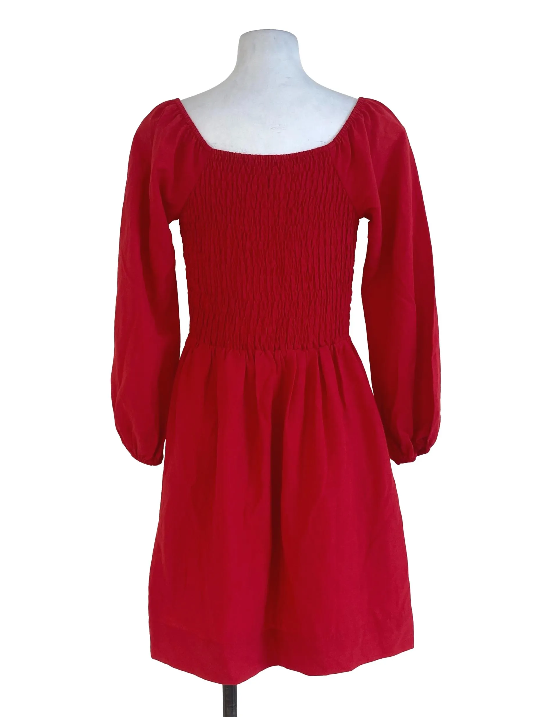 Red Plain A-Line Dress