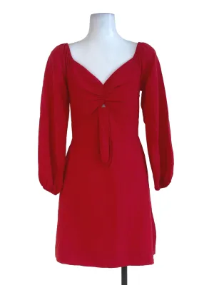 Red Plain A-Line Dress