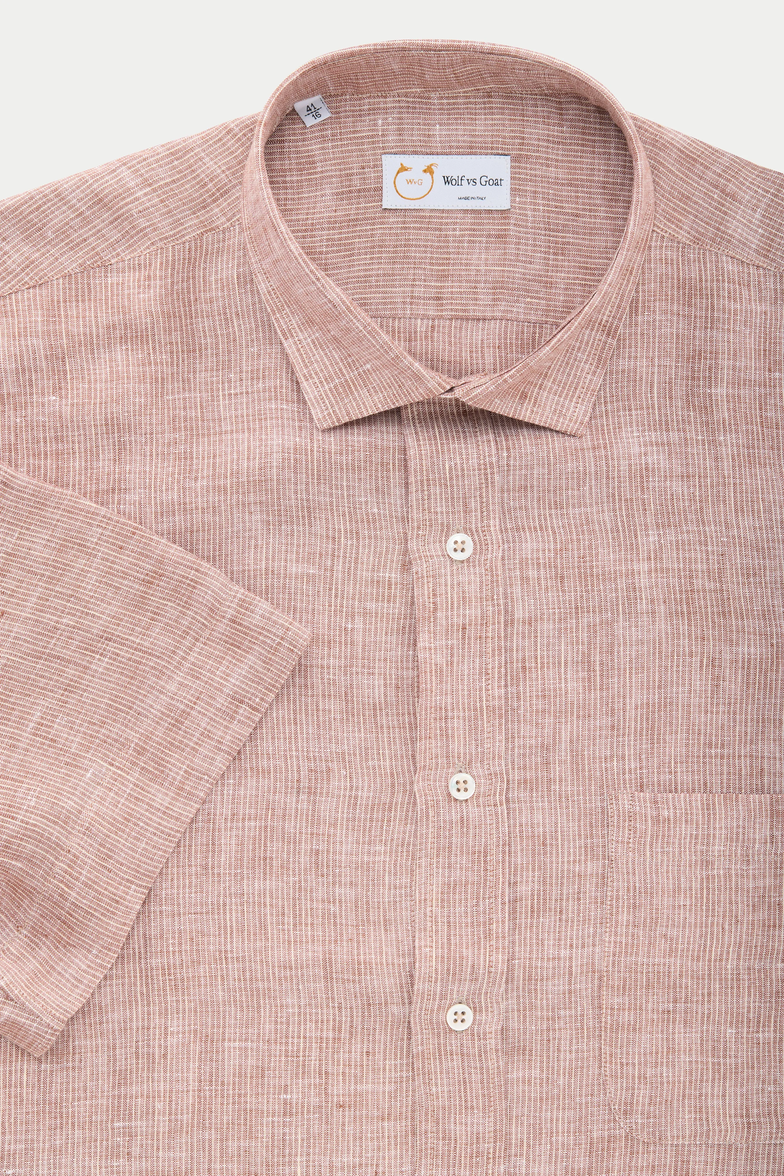 Regular Short Sleeve Linen Shirt Sahara Barrè