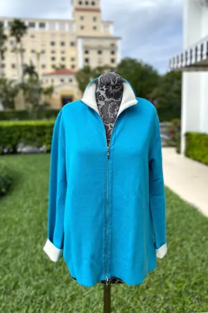Richard Grand Turquoise and White Cashmere Jacket