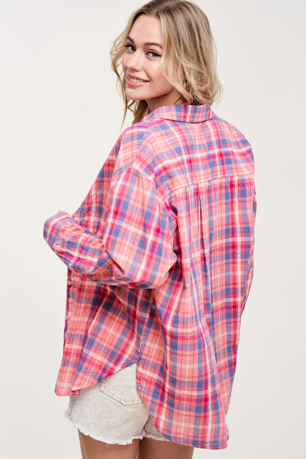 Riley Spring Plaid Button Down | Pink