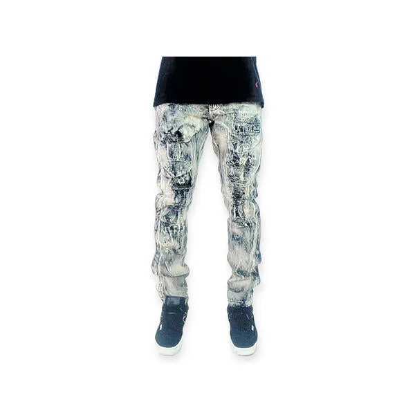 Rip & Repair Side Button Straight Leg Denim