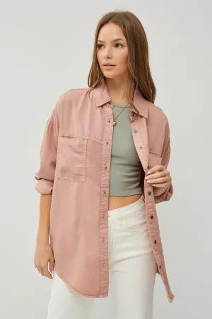RISEN Button Up Long Sleeve Denim Shirt