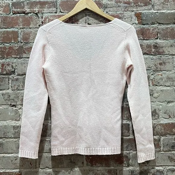 Rossopuro Pink V-Neck Wool Cashmere Sweater Size 44