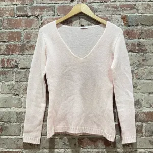 Rossopuro Pink V-Neck Wool Cashmere Sweater Size 44