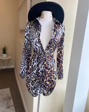 Rouge Animal Print Shirt Dress