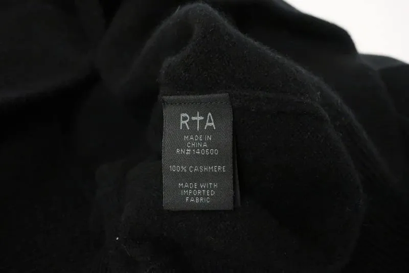 RtA Sweater Nino Black Cashmere Size Small Off the Shoulder Pullover NEW