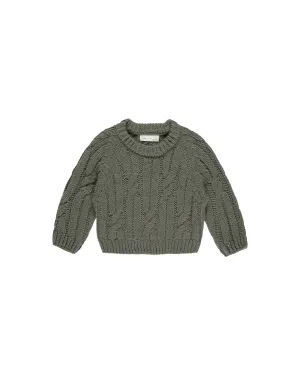RYLEE   CRU Cable-Knit Sweater || Forest