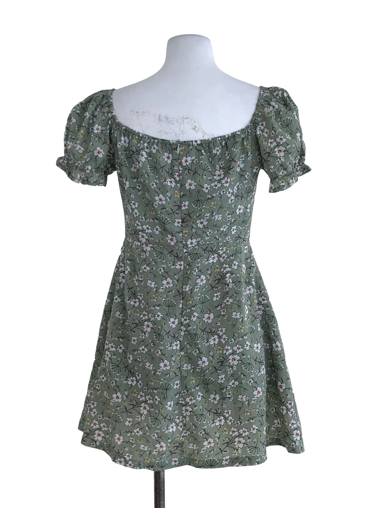 Sage Green Floral A-Line Dress