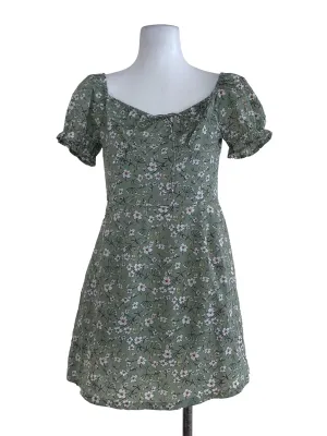 Sage Green Floral A-Line Dress