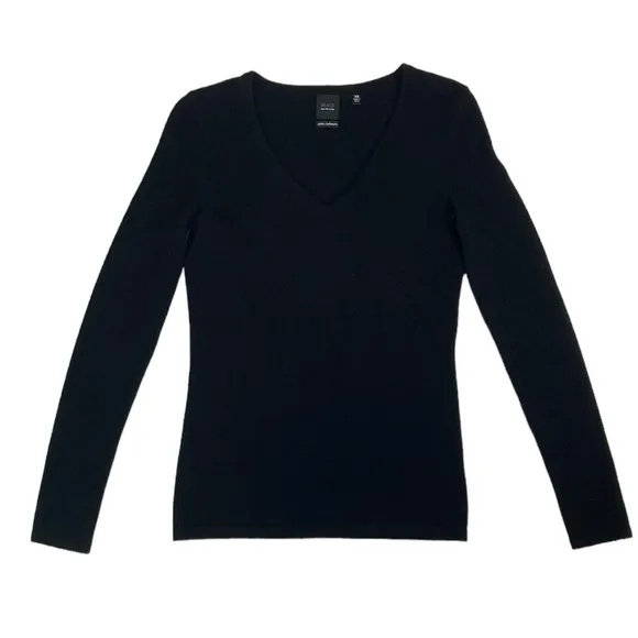 Saks Fifth Avenue Black Cashmere V Neck Sweater Sz XS