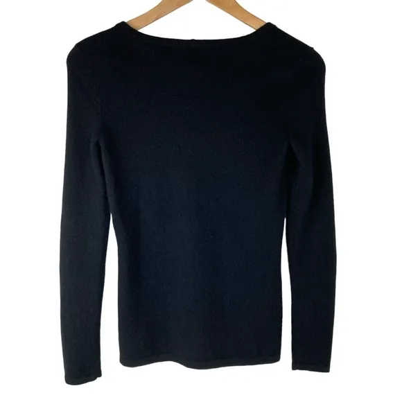 Saks Fifth Avenue Black Cashmere V Neck Sweater Sz XS