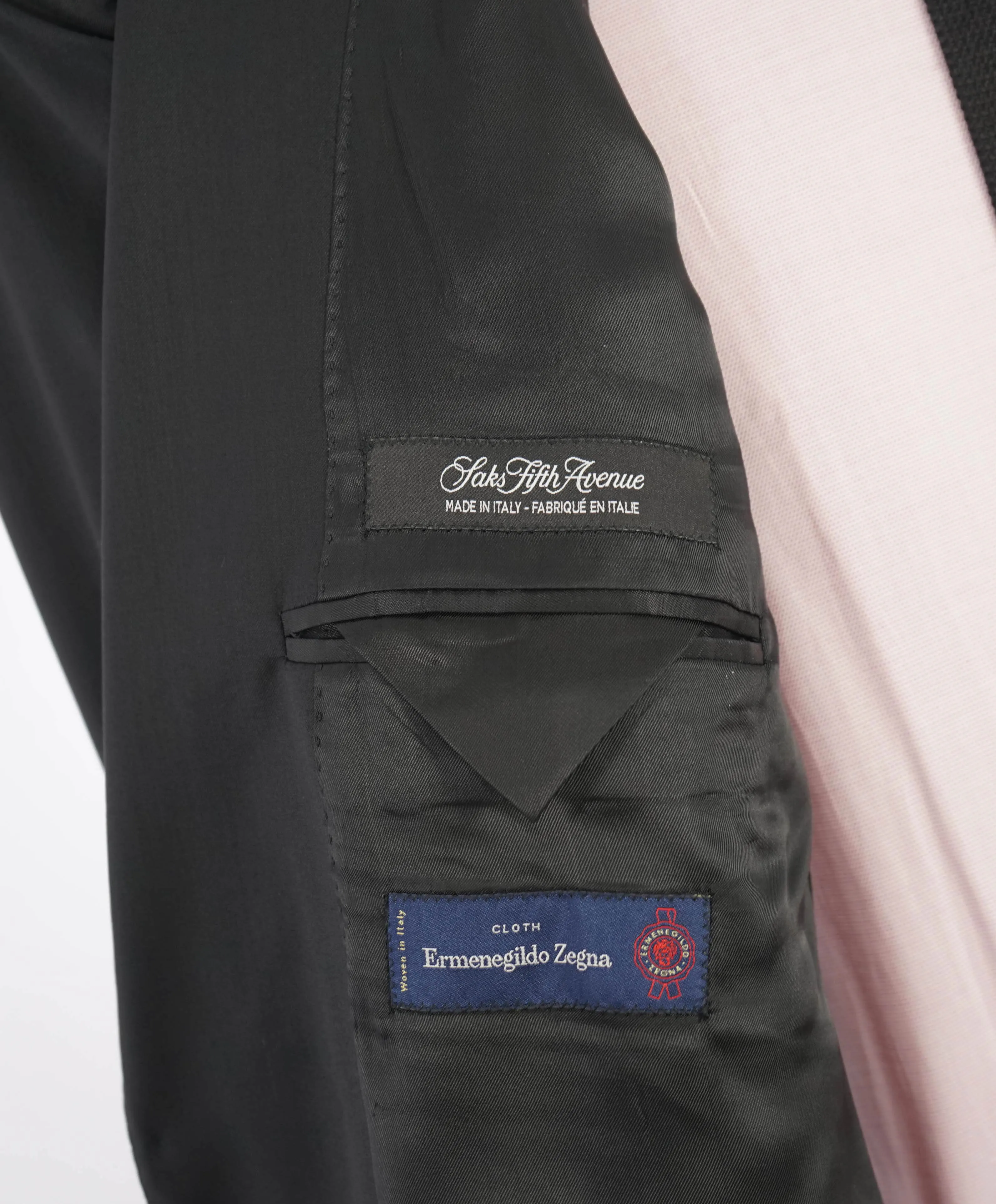 SAKS FIFTH AVENUE - ERMENEGILDO ZEGNA "Classic" Black SILK/WOOL Blazer - 44L