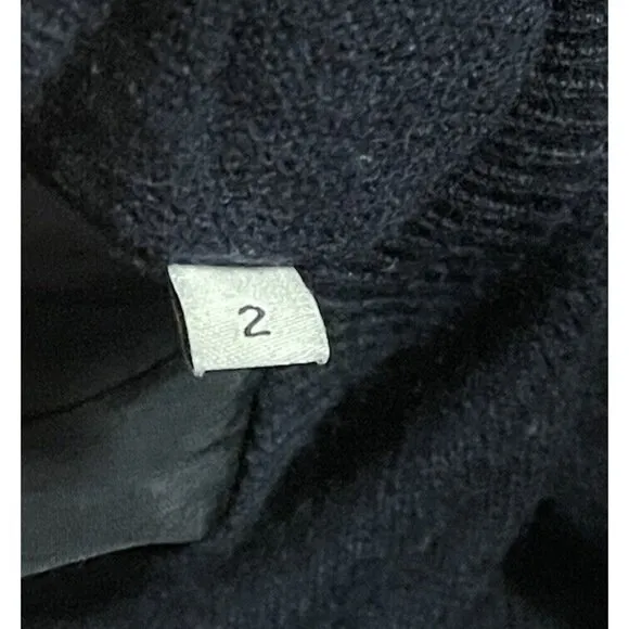 SANDRO PARIS Womens Navy Split Back Scoop Neck Cashmere Wool Sweater Sz 2 Medium