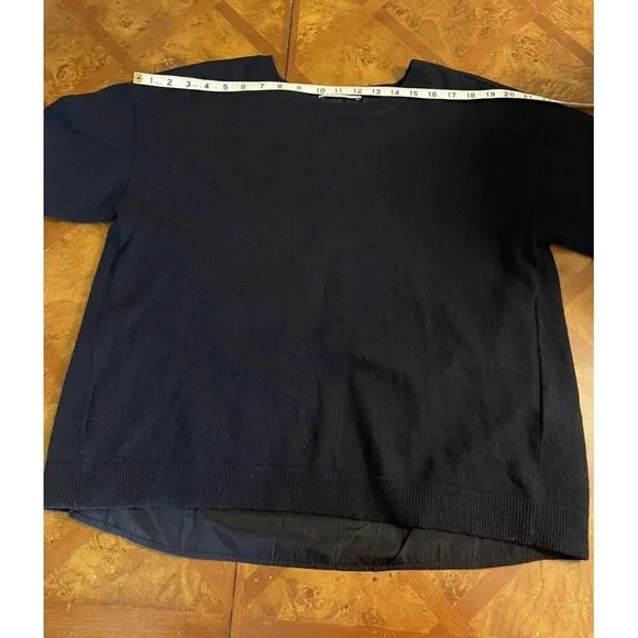SANDRO PARIS Womens Navy Split Back Scoop Neck Cashmere Wool Sweater Sz 2 Medium