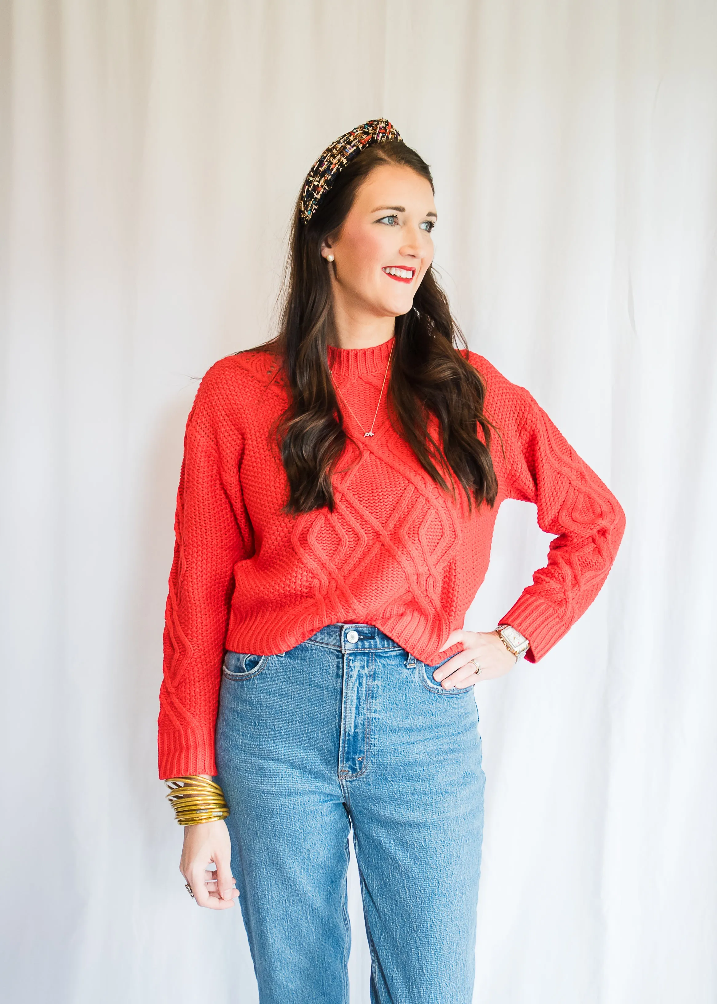 Santa Tell Me Red Cable-knit Sweater