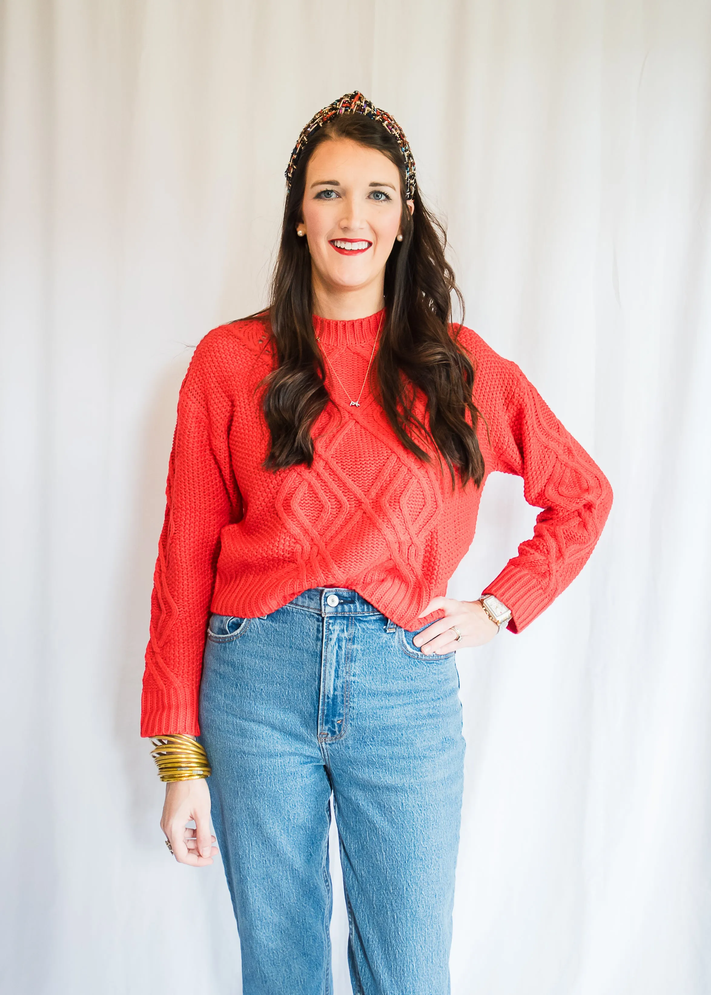 Santa Tell Me Red Cable-knit Sweater