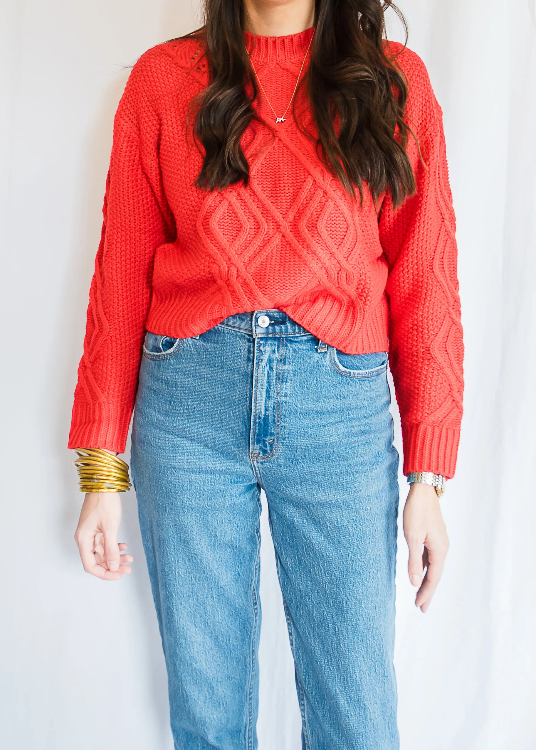 Santa Tell Me Red Cable-knit Sweater