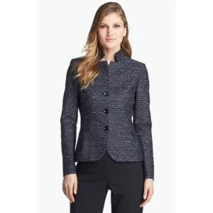 Santorelli Metallic Woven Tweed Caryn Jacket Blazer Size 10