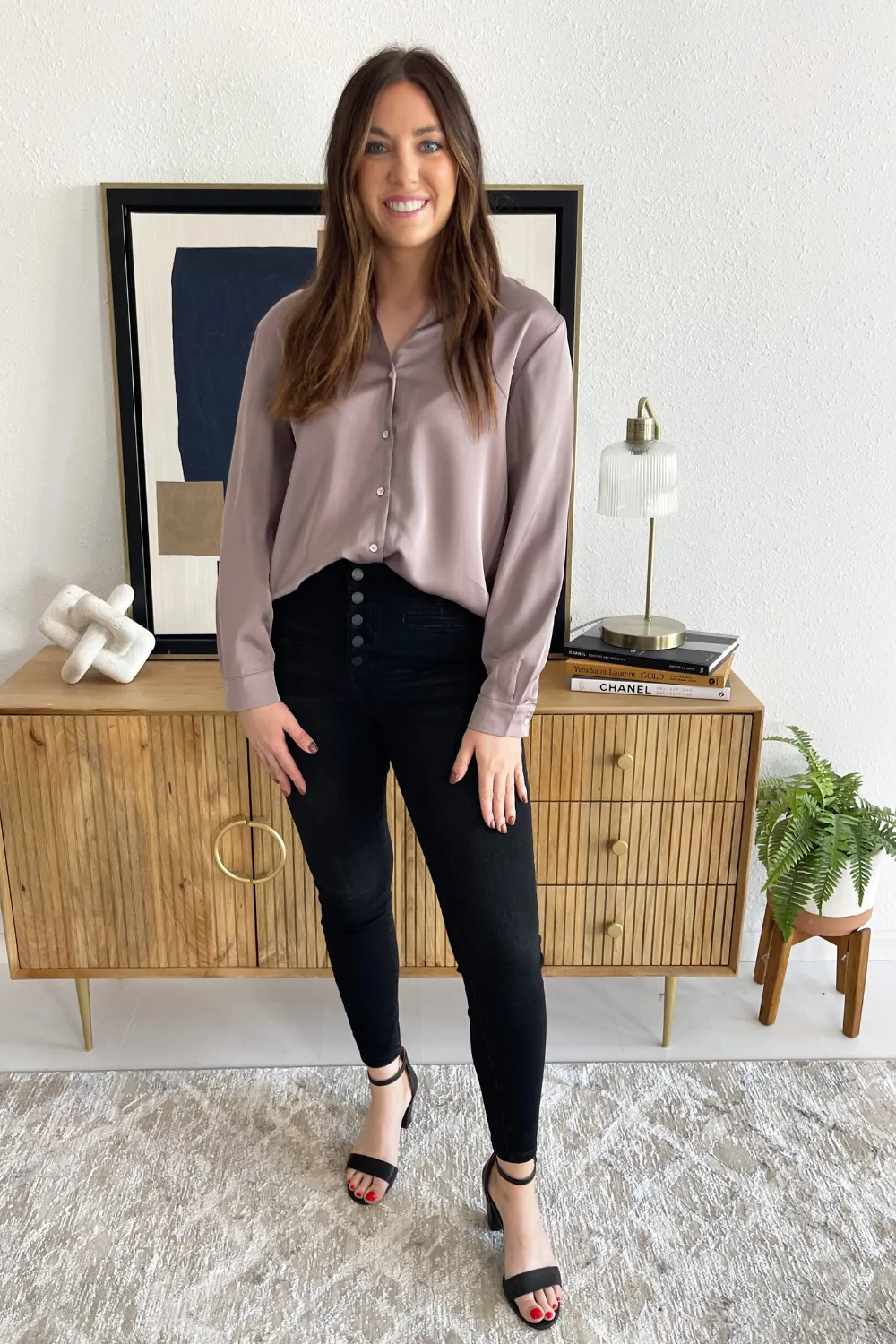 Satin Button-Up Shirt